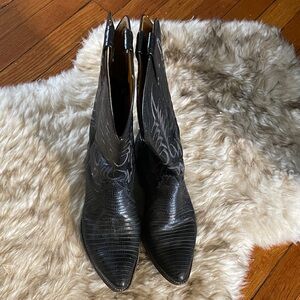 Vintage 80s Nocona black snakeskin cowboy boots